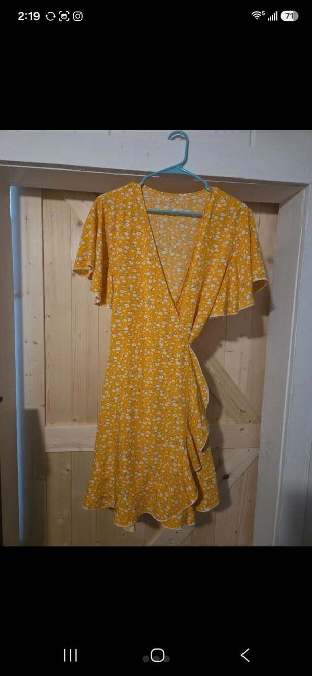Floral Wrap Dress Yellow
